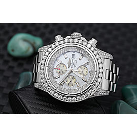 Breitling Super Avenger Men's White MOP Dial Diamond Stainless Steel Watch