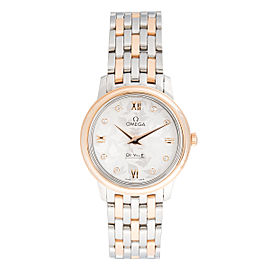 Omega De Ville Prestige 42420276052002 Stainless Steel and 18K Rose Gold Silver Diamond Dial 27.4mm Womens Watch