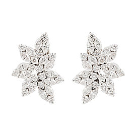 14K White Gold Diamond Cluster Non - Pierced Screwback Earrings