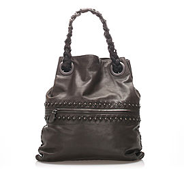 Studded Intrecciato Leather Tote Bag
