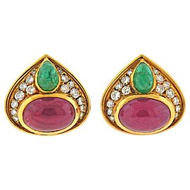 Marina B Ruby Emerald Diamond Gold Earrings