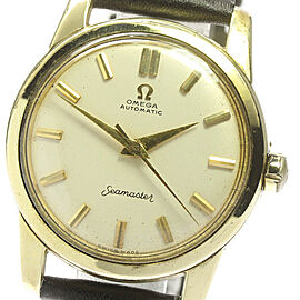 OMEGA Seamaster Stainless steel Gold Plated/leather Vintage Automatic Watch Skyclr-336