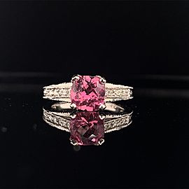 Diamond Pink Rubellite Ring 14k Gold 2.45 Tcw Certified $3,700