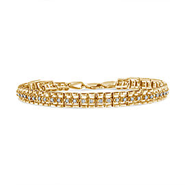 10K Yellow Gold Plated .925 Sterling Silver 1.0 Cttw Rose Cut Diamond Double-Link 7" Tennis Bracelet (I-J Color, I3 Clarity)