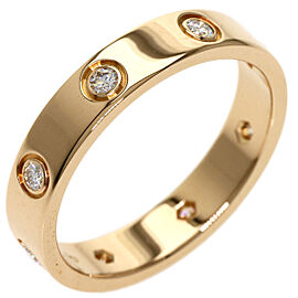 CARTIER 18K Pink Gold mini love Full Diamond Ring US 7 QJLXG-1413