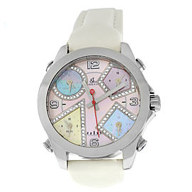 New Unisex Jacob & Co. Five 5 Time Zone JCM-41DA 40mm MOP Diamond Quartz Watch