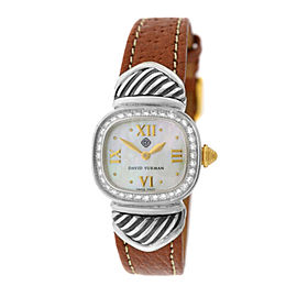 Ladies David Yurman Thoroughbred Silver 925 MOP Diamond 21MM Quartz Watch