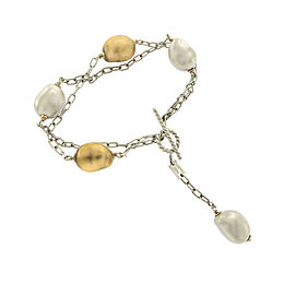 Roberto Coin 18K White Gold with Silver & Golden Cultured Pearl Bracelet