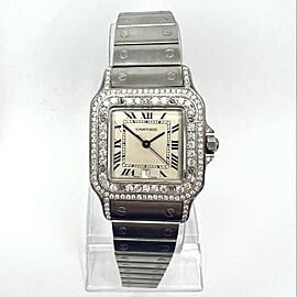 CARTIER SANTOS GALBEE 29mm Quartz Steel 1.57TCW Diamond Watch