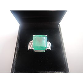 14K White Gold with 5.5ct Emerald Ring Size 7