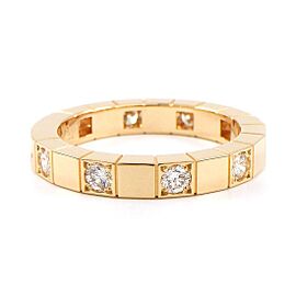 Cartier 18K Rose Gold Lanieres Half Logo Wedding 9 Diamond US 4.75 Ring LXWBJ-766