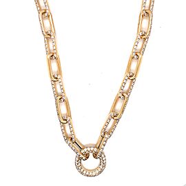 24 inch 18K Yellow Gold Pave Diamond Oval Link Necklace