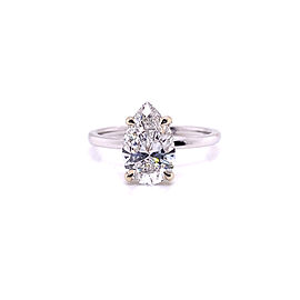 2 Carat Pear Shaped Lab Grown Diamond Engagement Ring Solitaire IGI Certified