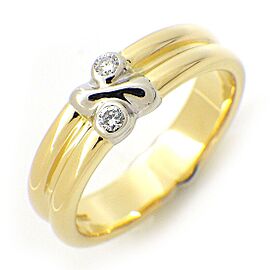 Tiffany & Co 18K Yellow White Gold Signature Cross X Diamond 6.25 US Ring B0342