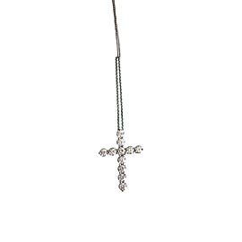 Tiffany & Co. Platinum Diamond Large Cross Pendant Necklace