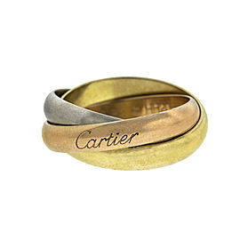 Cartier Trintiy 18k Tri-Color Gold Ring Size 52