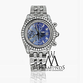 Breitling Evolution A13356 Blue MOP Dial Custom Diamond Watch