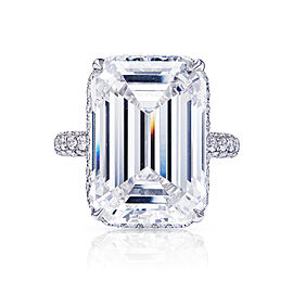 Kylie 23 Carat Earth Mined Emerald Cut Diamond Engagement Ring in Platinum. GIA Certified