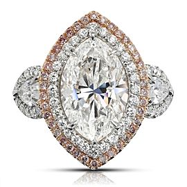 8 CARAT MARQUISE CUT J COLOR SI2 CLARITY PINK DIAMOND ENGAGEMENT RING PLATINUM GIA CERTIFIED 4 CT J SI2 BY MIKE NEKTA