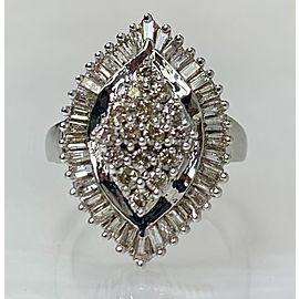 14K White Gold Marquise Cut Diamond Ring