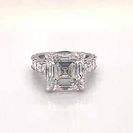 11 Carat Asscher Cut Lab Grown Diamond Engagement Ring IGI Certified