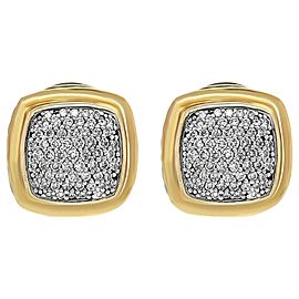 David Yurman 18 Karat Yellow Gold Silver Diamond Ear Clip Earrings