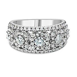 14k White Gold 1 1/2 Cttw Round Diamond Openwork Floral Filigree Anniversary Fashion Band Ring (H-I Color, I1-I2 Clarity) - Size 6.75