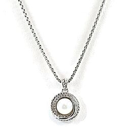 David Yurman Sterling Silver .08tcw Crossover Pearl Pendant Necklace with Diamond's