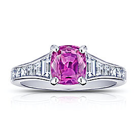 David Gross Cushion Pink Sapphire and Diamond Ring