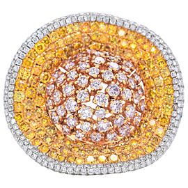 5.67 Carat Natural Pink and Yellow Diamond Cluster Ring