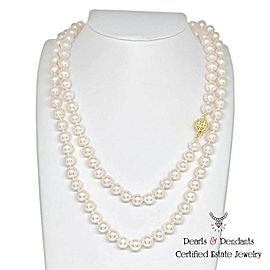 Diamond Akoya Pearl Necklace 14k Gold 8 mm 36 in Certified $9,750