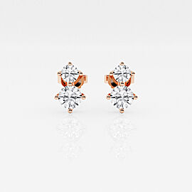 1.00 ct.tw. Round Diamond Two Stone Stud Earrings 14K Rose Gold