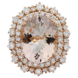 11.22 Carat Morganite 14K Rose Gold Diamond Ring