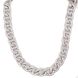 20” Unisex Diamond Mariner Necklace 27.25 ct tw Round-cut 18K White Gold