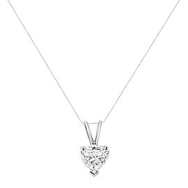 14K White Gold 1/2 Cttw 3-Prong Set Heart Shaped Solitaire Lab Grown Diamond 18" Pendant Necklace (F-G Color, VS2-SI1 Clarity)