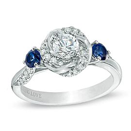 Vera Wang Love Collection Diamond and Blue Sapphire Ring