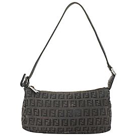 Fendi 8br249 Black Brown FF Zucchino Handbag Semi-shoulder Pochette 1213f27