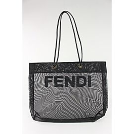 Fendi Black Mesh Logo Shopper Tote Bag 1025f18