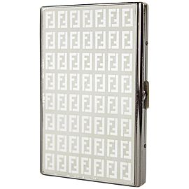 Fendi Grey x Silver Monogram FF Metal Hard Case Wallet Holder 29FF1215
