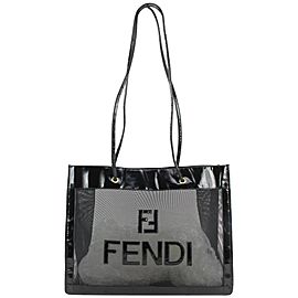Fendi Black Patent x Mesh Shopper Tote Bag 1110f15