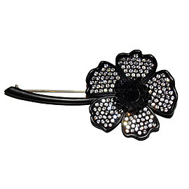 Givenchy Gunmetal Rhinestone Flower Pin