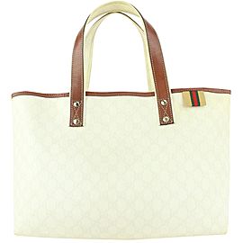 Gucci Ivory Supreme GG Monogram Web Tag Shopper Tote Bag 927gks50