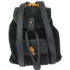 Gucci Black Suede Bamboo Mini Backpack 1015g33