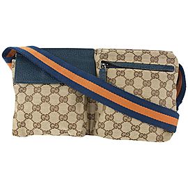 Gucci Navy x Orange Monogram Belt Bag Fanny Pack Waist Pouch 93gk84