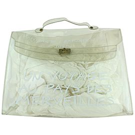 Hermès Kelly Clear Translucent Souvenir Limited Edition 23hz1019 White Vinyl Tote