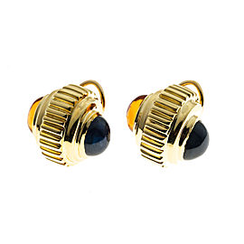 18K Yellow Gold Citrine and Tourmaline Clip Post Earrings