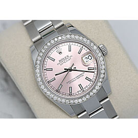 Rolex Lady-Datejust Stainless Steel Pink Dial with Diamond Bezel