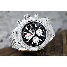 Breitling Super Avenger II Chronograph 48mm Black Dial Luxury Men's Watch with Diamonds