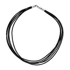 Bulgari Stainless Steel and 5 Ropes Leather Necklace