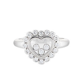Chopard 18K White Gold Happy Diamond 0.65ct. Heart Ring Size 5.75
